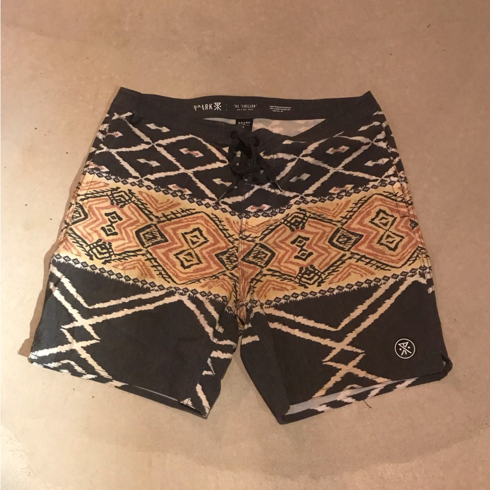 Men's Black and Tan Swim Shorts